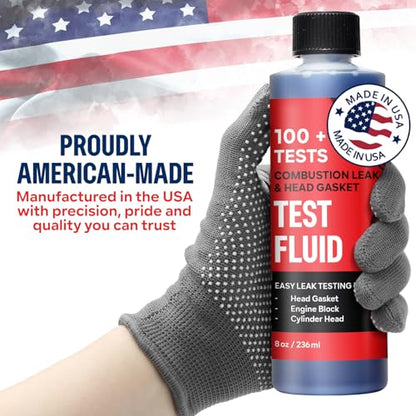 Combustion Leak + Head Gasket Test Kit - Over 100 Tests - Includes 8oz Leak-Detection Fluid, Tester + Nozzle - Made in USA - Detect Leaks Quickly For Most Engine Systems - Fuel, Boost, Coolant & More