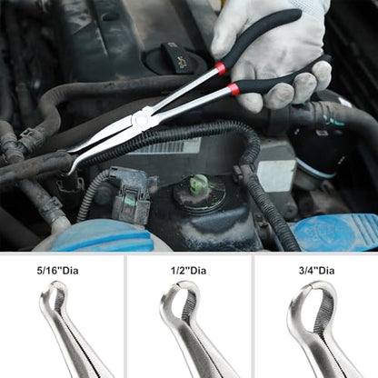 Mayouko 6PCS Extra Long Reach Pliers Set, 11" Straight, 45 and 90 Bent Nose, 5/16", 1/2" and 3/4" Circle Nose Pliers - style: 6PCS