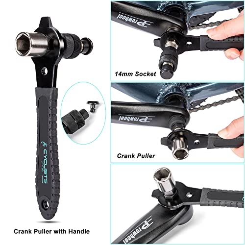 Bike Crank Puller & Bottom Bracket Removal Tool - Bike Tools with Long Handle - Crank Remover, Bottom Bracket Tool, Professional Bicycle Repair Kit - style: CT-B03+CT-T03