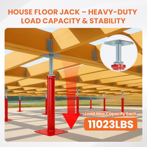 4 Pack House Floor Jacks for Leveling, 11.8-16 in Adjustable Screw Support Posts, Up to 11,023 lb Each, for Crawl Space, Floor Joists and Basement Beams - size: 11.8''-16''(No Turning Bar)