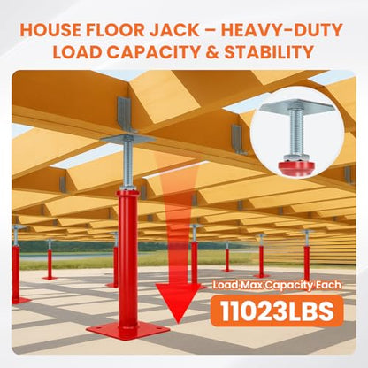 4 Pack House Floor Jacks for Leveling, 11.8-16 in Adjustable Screw Support Posts, Up to 11,023 lb Each, for Crawl Space, Floor Joists and Basement Beams - size: 11.8''-16''(No Turning Bar)