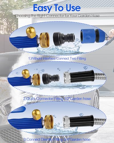 Upgraded Jet Nozzle for Garden Hose 2-in-1 Jet Nozzle High Pressure Hose Nozzle with 2 Different Nozzles and Hose Quick Connectors for Car Pet Garden Cleaning - color: Blue