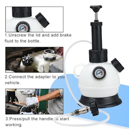 2L Manual Brake Bleeder Fluid Pump, Professional Brake Bleeder Kit with 1L Brake Fluid Bleed Bottle, Brake Fluid Bleeder Kit,Brake Bleeding Vacuum Pump Kit for Most European Car Models