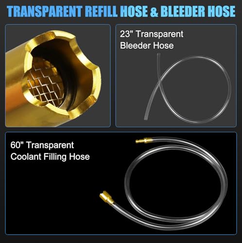 JIFETOR Radiator Coolant Refill Cooling System Vacuum Purge Tool Kit Blue | Universal Automotive Water Tank Pneumatic Vacuum Antifreeze Change Filler Set Tapered Adapter Case Hose for Car Van SUV Truck - color: Blue Case