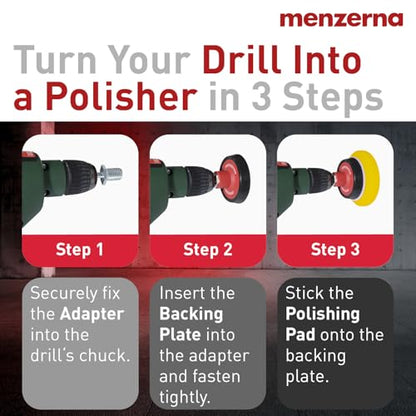 menzerna 3in1 Polishing Set – One-Step Polish (8oz) + Drill Machine Adapter + Medium Cut Pad | Polish Your Car with a Cordless Drill - style: Adapter Set