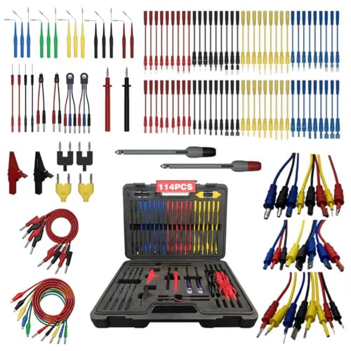 Multimeter Test Leads Kit 114PCS Multimeter Leads Kit Multi Function Electrical Back Probe Kit Efficient Automotive Circuit Test Leads Kit Relay Wire Terminal Test Diagnostic Tool with Wire Breaker - size: 114PCS Multimeter Test Leads