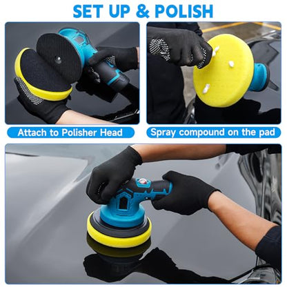 6 Inch Buffing Polishing Pads&Wool Buffing Pad ，with M14 Drill and 6 Inch Backing for Car Buffer Polisher, Washing Cleaning Waxing Dusting, 10PCS
