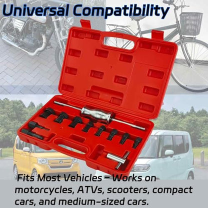 12pcs Blind Hole Collet Bearing Puller Set,8-32mm Inner Bearing Extractor with Slide Hammer Internal Bearing Extractor Puller Kit for Motorcycles, ATVs, and Scooters etc