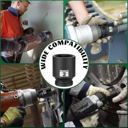 1" Drive Shallow Impact Socket,2 Inch SAE Jumbo Socket,CR-MO 6 Point for Easy Removal of Large Axle Nut（SAE) - size: 1 Inch Shallow 2", style: 1"Drive Shallow Impact Socket