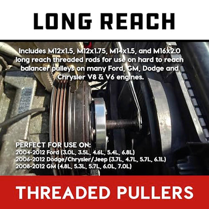 Powerbuilt Harmonic Balancer Puller & Installer, Specialty Tools Car Engine & Vehicle Drive Train, Crankshaft, Pulleys, and Gears 40 Piece - 647758 - style: 40 Piece