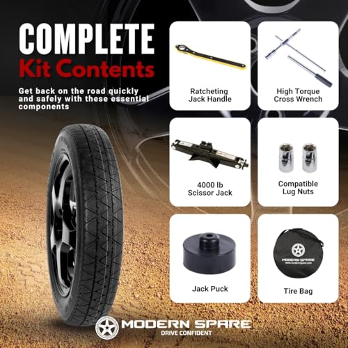 Modern Spare - Fits 2020-2026 Tesla Model Y - Complete Compact Spare Tire Kit With Carrying Case