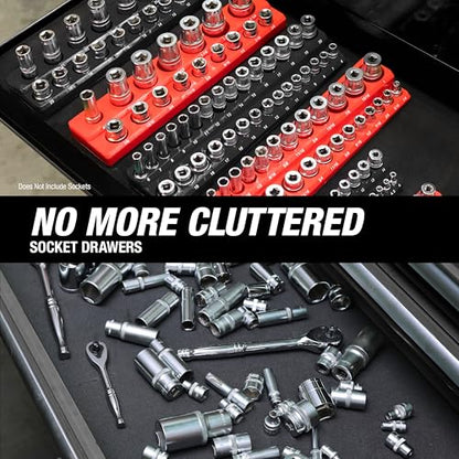 OEMTOOLS 22487 3 Piece Metric Magnetic Socket Organizers for Toolboxes, Socket Holder, Black Tool Box Organizer - style: 3Pc Black