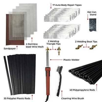 JOUNJIP Deluxe Plastic Welding Kit UL-Certified Plastic Welder & Repair 80W | Professional Grade Plastic Repair Kit, For Automotive Car Bumper, Kayak, Tank Repair, Airless Plastic Welding Gun - style: Deluxe Kit
