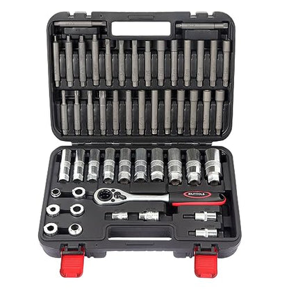 BILITOOLS 50PCS Shock Absorber Strut Nut Socket Set | Master Suspension Tool, Strut Top Mount Nut Removal & Install, Automotive Use, with Ratchet Adaptors - color: Shock Absorber Tool