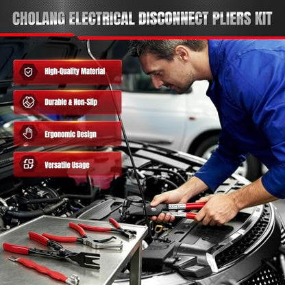 5PCS Electrical Disconnect Pliers Kit-Electrical Connector Removal Tool,Automotive Hose Clamp Pliers with Storage Case Hose Clip Removal Tool for DIY Car Owners,Car Repair & Maintenance