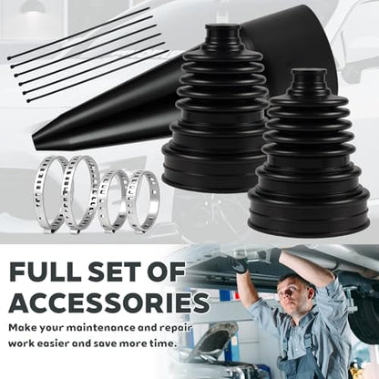2PCS CV Boot Repair Kit with Stainless Steel Clamps & Expander Tool – Silicone CV Axle Boot Repair Kit for Joint Dustproof & Waterproof, Universal CV Joint Boot Fits Most Cars