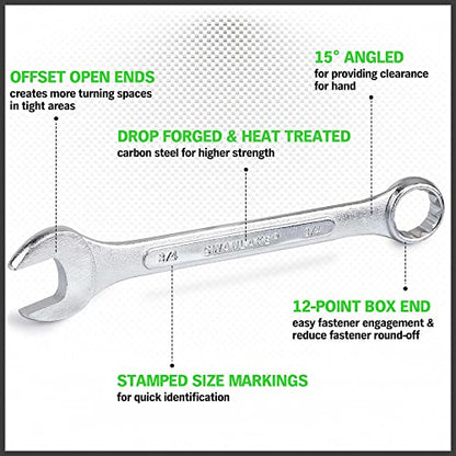 SWANLAKE GARDEN TOOLS 26-Piece Combination Wrench Set with Roll-up Pouch, SAE 1/4” - 1”, Metric 8mm - 24mm, Perfect for General Household, Garage, Auto Repairs and Travel Emergency - style: 26PCS Metric&SAE