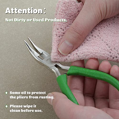Mini Bent Nose Pliers with Serrated Jaw 4.7 Inches Bent Chain Nose Pliers for Jewelry Making Wire Cutter for Crafting and Repair Working in Tight Spaces - style: Bent Nose Pliers serrated jaws