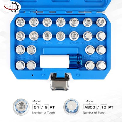 BHB 23Set Anti-Theft Wheel Lock Nut Removal Tool Compatible with VW & Audi & Skoda Including 1/2" Square Drive Adapter