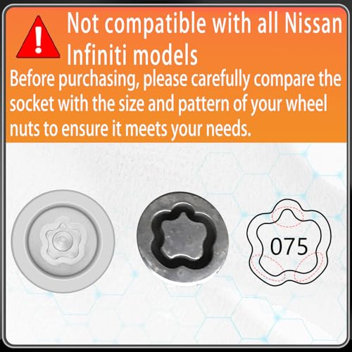 075 Wheel Locking Nut Key for Nissan Infiniti, 21mm Lock Bolt Inner Dia Wheel Anti-Theft Lug Nut Hand Repair Removal Tool - size: socket 075