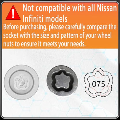 075 Wheel Locking Nut Key for Nissan Infiniti, 21mm Lock Bolt Inner Dia Wheel Anti-Theft Lug Nut Hand Repair Removal Tool - size: socket 075