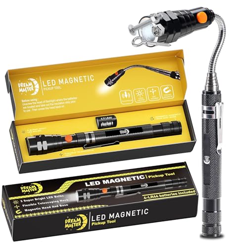 Dad Gifts, Magnetic Pickup Tool Telescoping Magnet Flashlight,Gift for men, Birthday Gifts for Men, Dad, Father, Women, Him, Teen Boys, Mechanic, Boyfriend, Graduation Gifts, Black - style: Black Magnetic Tool