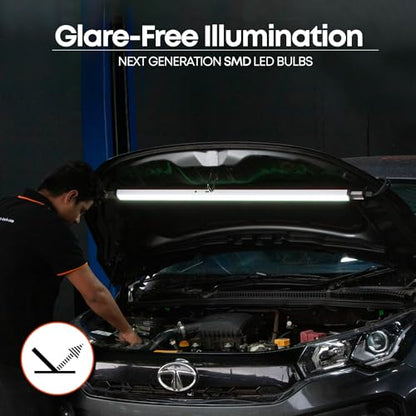 Groz 5000 Lumen Rechargeable Under-Hood Light - Expandable 46.5"-68" Aluminum Work Light for Automotive Repair (55123) - color: Silver Housing