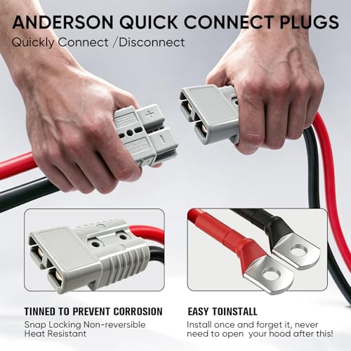 NOONE 2/0 Gauge 30 FT Heavy Duty Jumper Cables - 1500Amp Quick Connect Automotive Booster Jumper Cables for Car, SUV and Truck Battery - Jumper Cables Kit with Gloves, Goggles, Brushes in Carry Bag - size: 2/0Gauge x 30FT（Quick Connect）