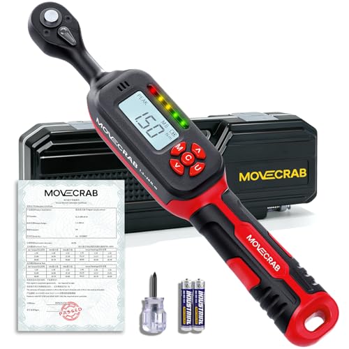 1/4" Digital Torque Wrench, 1.5-30 N.m / 1-22 Ft.lb, ±2% | Precision You Can Trust, Triple Warning Protection, Dual Measurement Modes, Easy-to-Read LED Display, 4 Units for Mechanics - color: Red, size: 1/4" 1-22 Ft.lb (1.5-30 N.m)