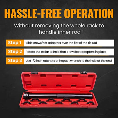 maXpeedingrods Inner Tie Rod Removal Tool Kit,with 9 Crowfeet Adapters, Inner Tie Rod Installation and Removal Tool for Toyota for Nissan for Ford Lincoln