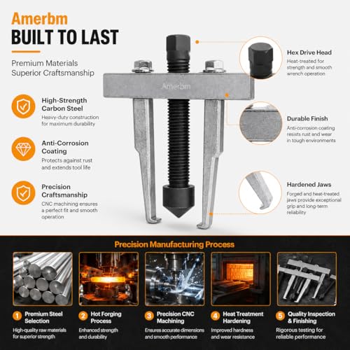 2 Jaw Bearing Puller 30mm-90mm Adjustable Gear Puller Tool - Heavy Duty Slim Leg Remover for Timing Chain, LS Crankshaft & Narrow Spaces - Compatible with 2000 GMC & Small Automotive Gears