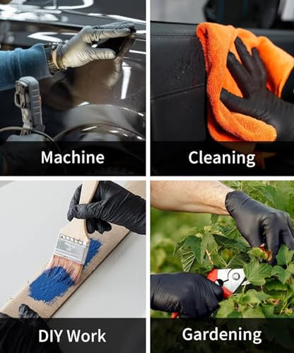 NEOTRIL 6 Mil Heavy Duty Black Nitrile Disposable Gloves, Latex Powder-Free, Textured Rubber Gloves for Cooking Mechanic - size: Medium, style: Black (Box of 100)