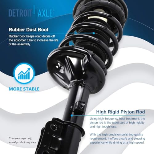Detroit Axle - Front Rear Struts for Hyundai 2000-2005 Accent, 4 Quick | Install Ready Struts with Coil Spring Assembly 2001 2002 2003 2004 Replacement Suspension Kit - size: 4Q42906/ 4 Struts