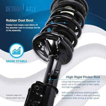Detroit Axle - Front Rear Struts for Hyundai 2000-2005 Accent, 4 Quick | Install Ready Struts with Coil Spring Assembly 2001 2002 2003 2004 Replacement Suspension Kit - size: 4Q42906/ 4 Struts