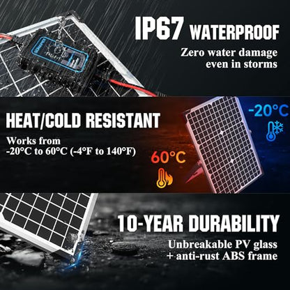 SUNAPEX 30W Solar Battery Charger 12V Solar Panel Kit with Smart Controller | IP67 Waterproof, Aluminum Solar Trickle Charger Maintainer,Adjustable Mount Bracket for RV,Boat,Car,Motorcycle - size: 30W - Standard