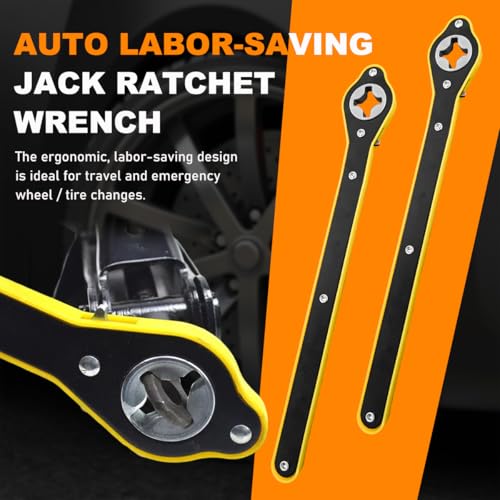 povtii Car Jack Ratchet Wrench, 360 Degree Swivel Tire Wheel Jack Ratchet Wrench, Tire Wheel Jack Lift Speed Handle Tool Suitable for Vehicle SUV Truck, Universal Car Accessories
