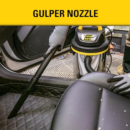 STANLEY 4 Gallon Shop Vacuum Wet and Dry, 4 Peak HP Stainless Steel | Compact Shop Vac, Portable Wet Dry Vacuum Cleaner, for Garage, Workshop, Basement, Car Detailing, Outdoor
