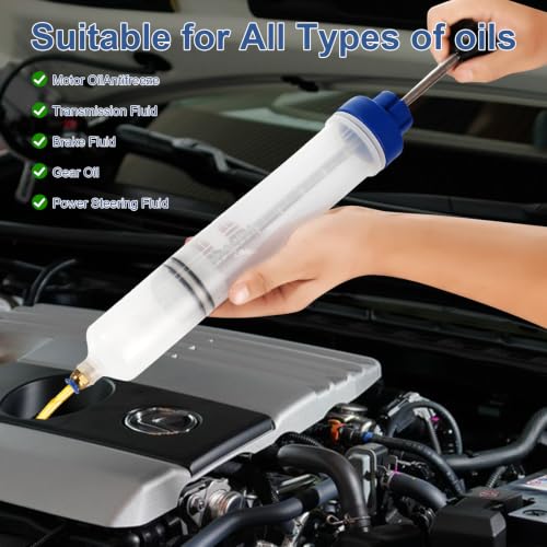 Fluid Extractor & Manual Automotive Fluid Extractor Pump Oil Syringe | with Suction Hose and Extension Tubes for Efficient Oil Change, Fuel Transfer Fluid Syringe (200ml) - size: 200ml