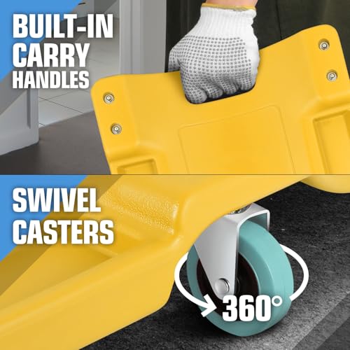 PM PERFORMOTOR 40Inch Low Profile Plastic Rolling Garage Shop Creeper with Padded Headrest,Tool Trays & 6pcs Casters, Yellow, PM-TOL-CPC40-YL - size: 40 Inches