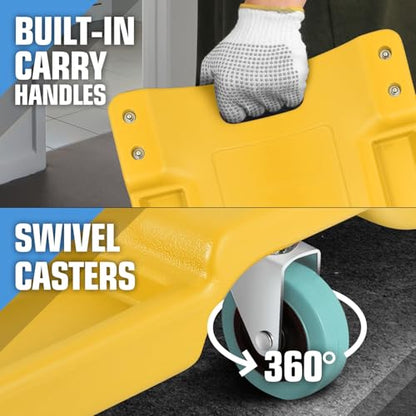 PM PERFORMOTOR 40Inch Low Profile Plastic Rolling Garage Shop Creeper with Padded Headrest,Tool Trays & 6pcs Casters, Yellow, PM-TOL-CPC40-YL - size: 40 Inches