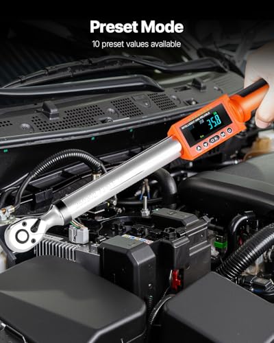 VEVOR Digital Torque Wrench 3/8 1/2 Inch Drive, 0-44.25FT.LB(0-60Nm)/0-162.26FT.LB(0-220Nm) ±2% Accuracy, Electronic Torque Wrench with Preset Mode,Vibration,Buzzer,LED Notification,5Units of Measure - size: 0-44.25FT.LB, 0-162.26FT.LB, style: 3/8 1/2-Inc