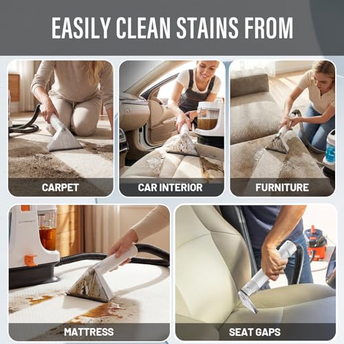 Starrybot Portable Carpet & Upholestery Cleaner Machine for Pets, Spot, Stain,Couch Cleaner Machine with 18Kpa Powerful Suction,Car/Auto Detailer(white) - color: White