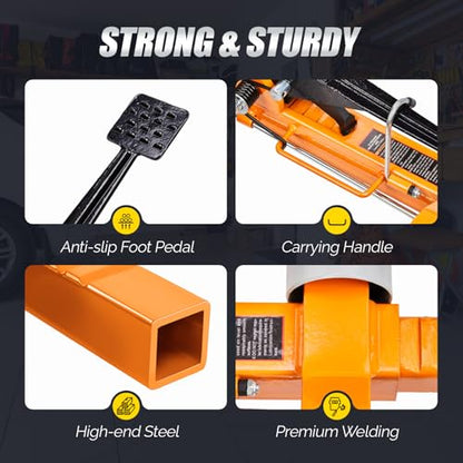 TUFFIOM Car Wheel Dolly Set of 4, Mechanical 6000-lbs Car Dollies, 12'' Wheel Vehicle Positioning Jack, No Assembly, Heavy Duty Rollers w/Ratcheting Foot Pedal, for Tire Auto Repair,Orange - color: Orange-Silver,Set of 4