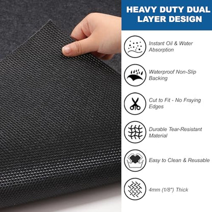 Garage Floor Mats 59" x 72"- Premium Felt + Rubber Backing Oil Absorbent Contain Liquid Waterproof Washable Reusable Non-Slip Pad for Car Maintenance Under Vehicle Spot Protection - size: 4'11" x 6'
