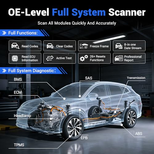 VDIAGTOOL D200 Bidirectional OBD2 Scanner, Bluetooth Car Diagnostic Scan Tool, Full System Diagnosis, 26 Resets (49+ Upgradeable), Lifetime Free Updates, CAN-FD & FCA AutoAuth for iOS & Android