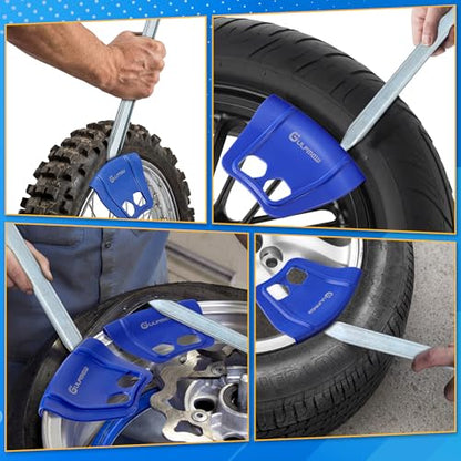 2 12" Tire Iron & 2 Rim Protectors for Dirt Bike Tire Changing, Heavy Duty Steel Tires Spoons Levers, Non Slip Wheel Rim Guard for Motorcycle, Bicycle, Scooter, Bike, Car Tires Repair Remover Tool