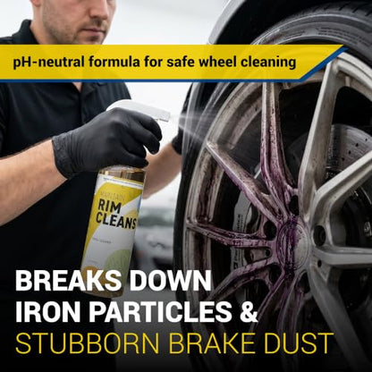 RestorFX Maintain Rim Cleanse Wheel Cleaner: pH Neutral Iron Fallout Remover for Brake Dust. Professional Color Changing Formula Turns Purple on Chrome, Alloy, Painted and Clear Coated Rims - 16oz