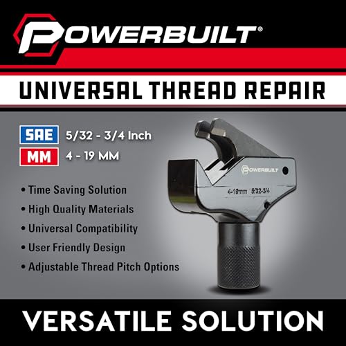 Powerbuilt Universal Thread Repair Tool 5/32" - 3/4" SAE / 4-19mm Metric, Fixed Damaged Threads Tool - 643030ECE - size: 4-19mm