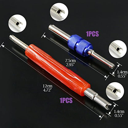 Swpeet 41Pcs R12 / R134a AC Master Valve Core Repair Kit, Including Assortment R12 R134a Valve Core Refrigeration Tire Stem with Remover Tool for Most Cars