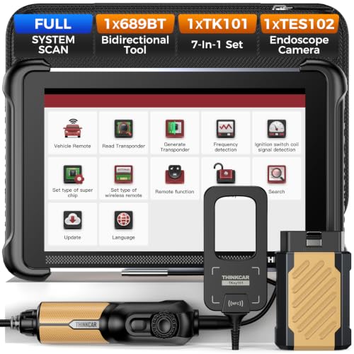 THINKSCAN 689BT Bidirectional OBD2 Scanner with TK101 & Endoscope Camera,3000+ Active Tests,All System, 34 Services,FCA Autoauth, CANFD and DoIP,Lifetime Free Update